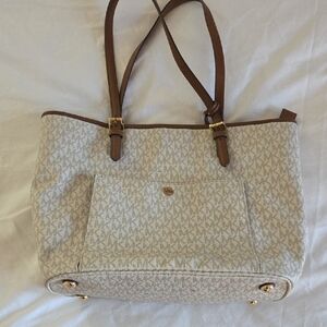Michael Kors Beige and Brown Signature Tote